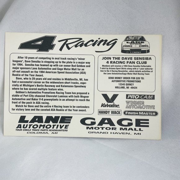 Greg Sacks Racing Car 4 Advertisement Oversized Postcard 9 Inch Vintage - Picture 2 of 11